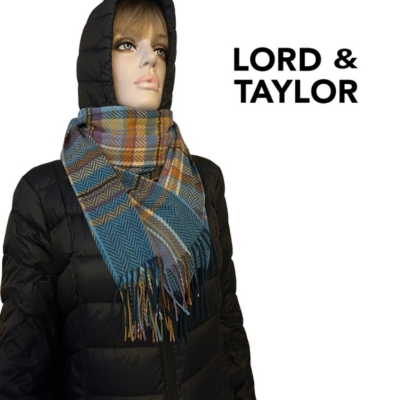 LORD & TAYLOR Fringed Scarf Wrap Shawl Tartan Plaid Large Made in Germany Unisex - Picture 9 of 11